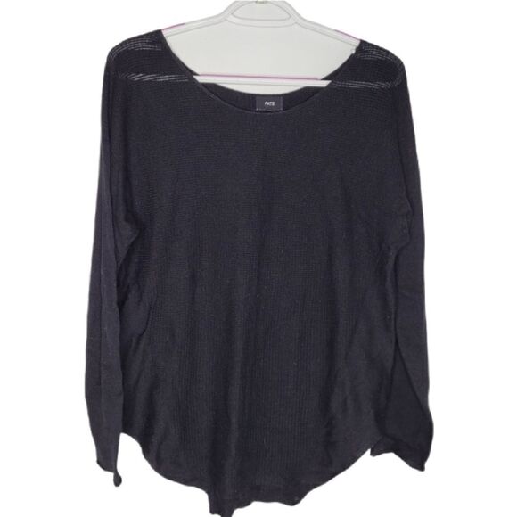 FATE sweater black boatneck lightweight round hem knit top XL - Picture 4 of 8